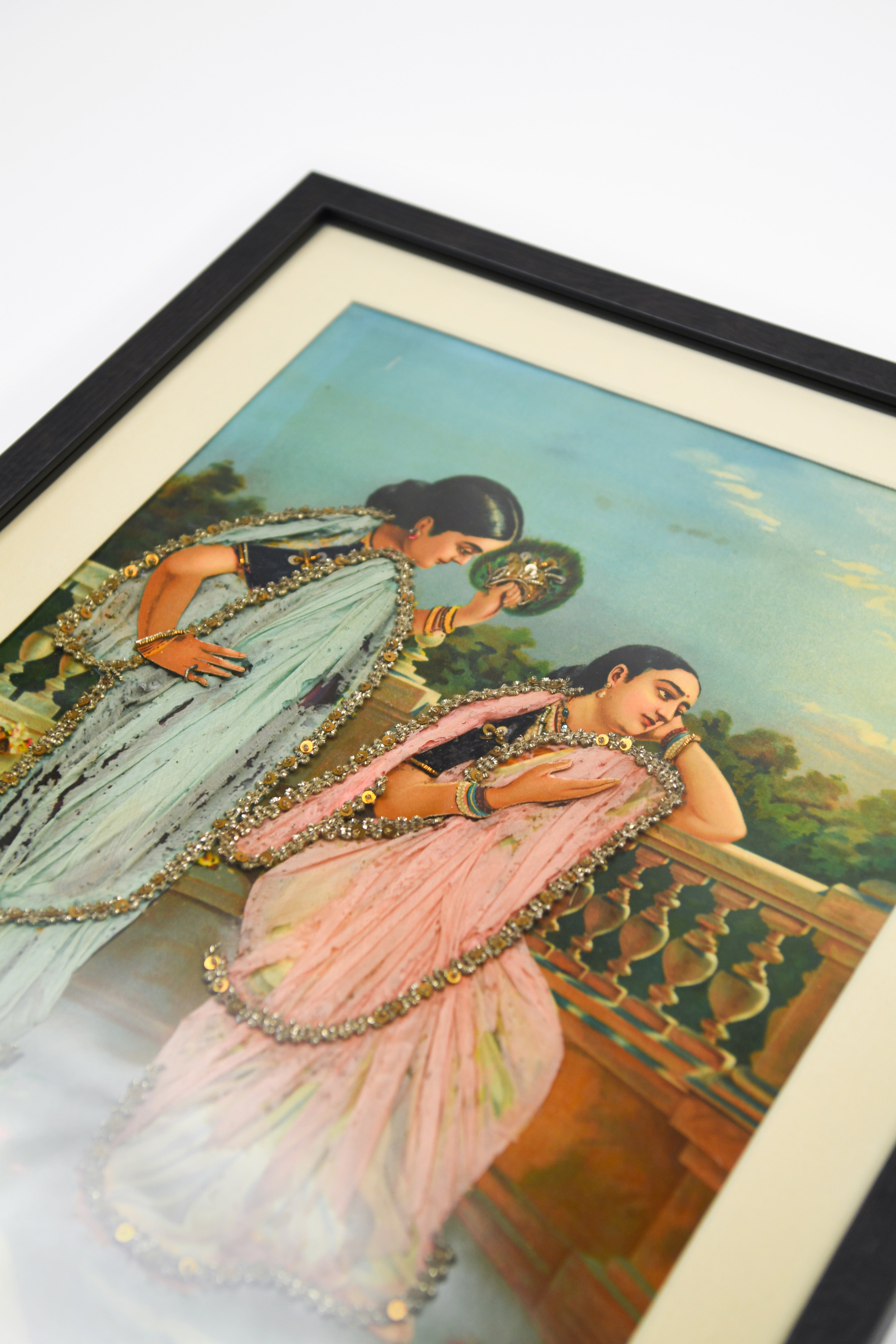 VINTAGE - Framed Ravi Varma Two Sisters