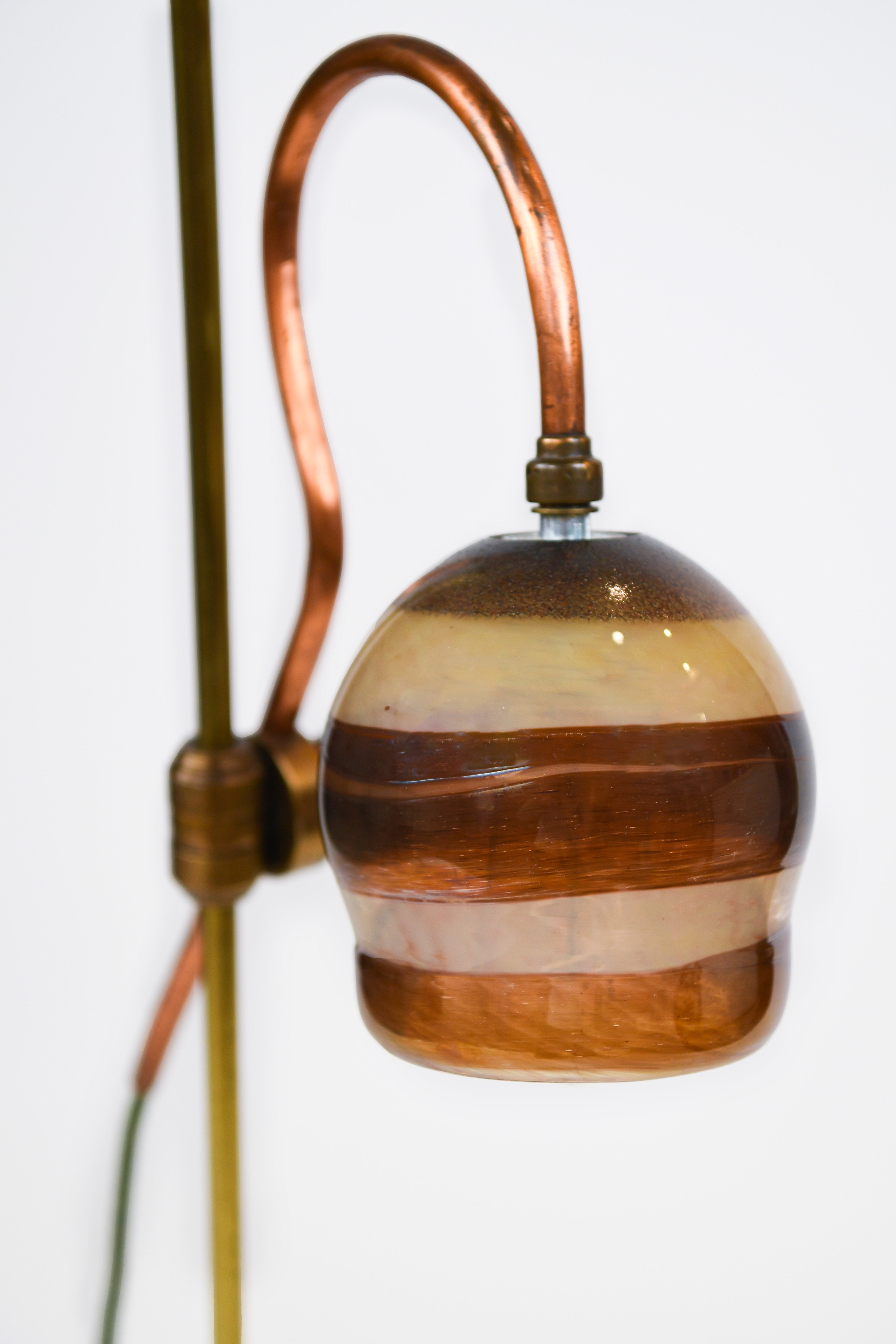 VINTAGE - Lamp with Handblown Glass Shade